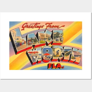 Greetings from Lake Worth Florida, Vintage Large Letter Postcard Posters and Art